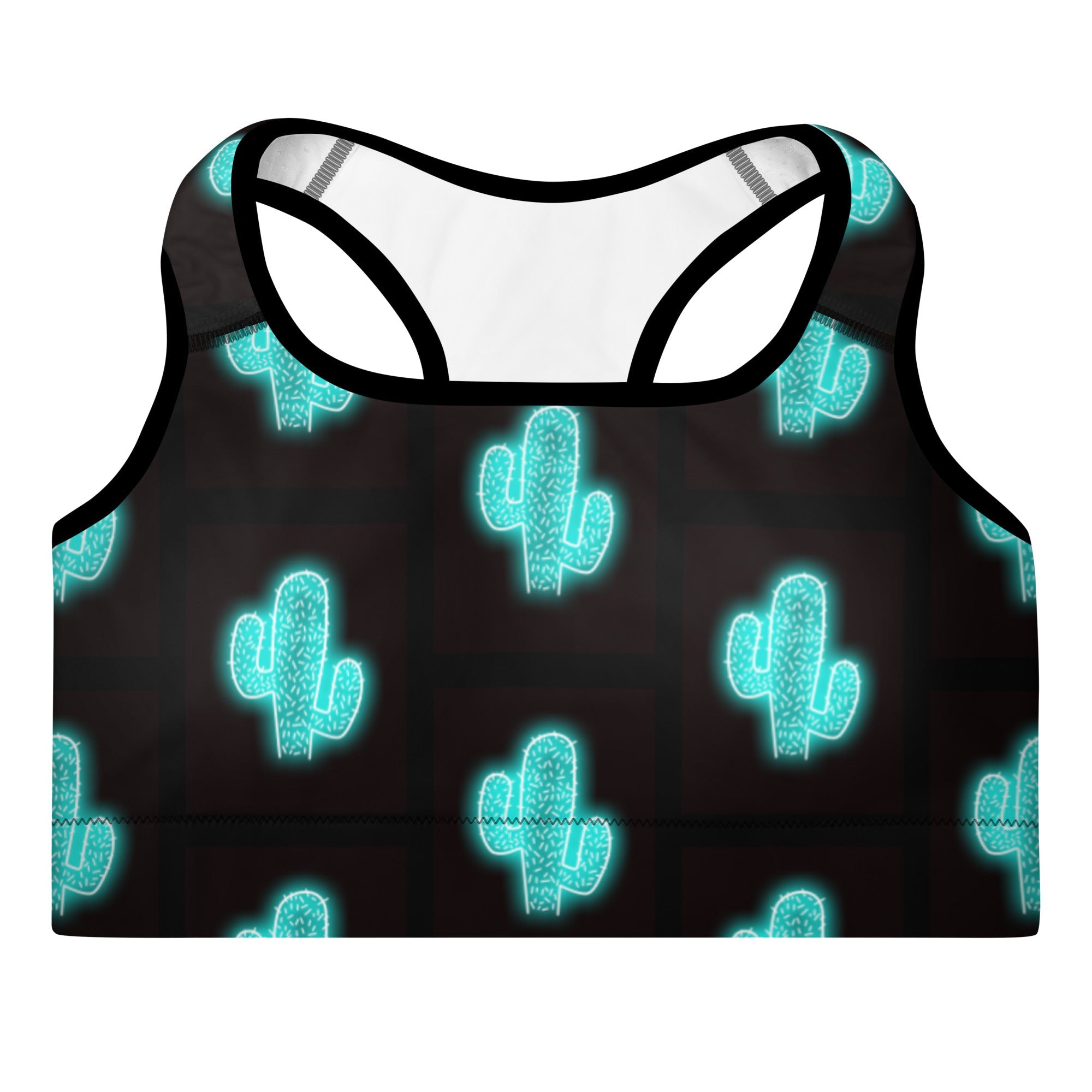 Turquoise Neon Cactus Padded Sports Bra by Baha Ranch Western Wear - product image 2