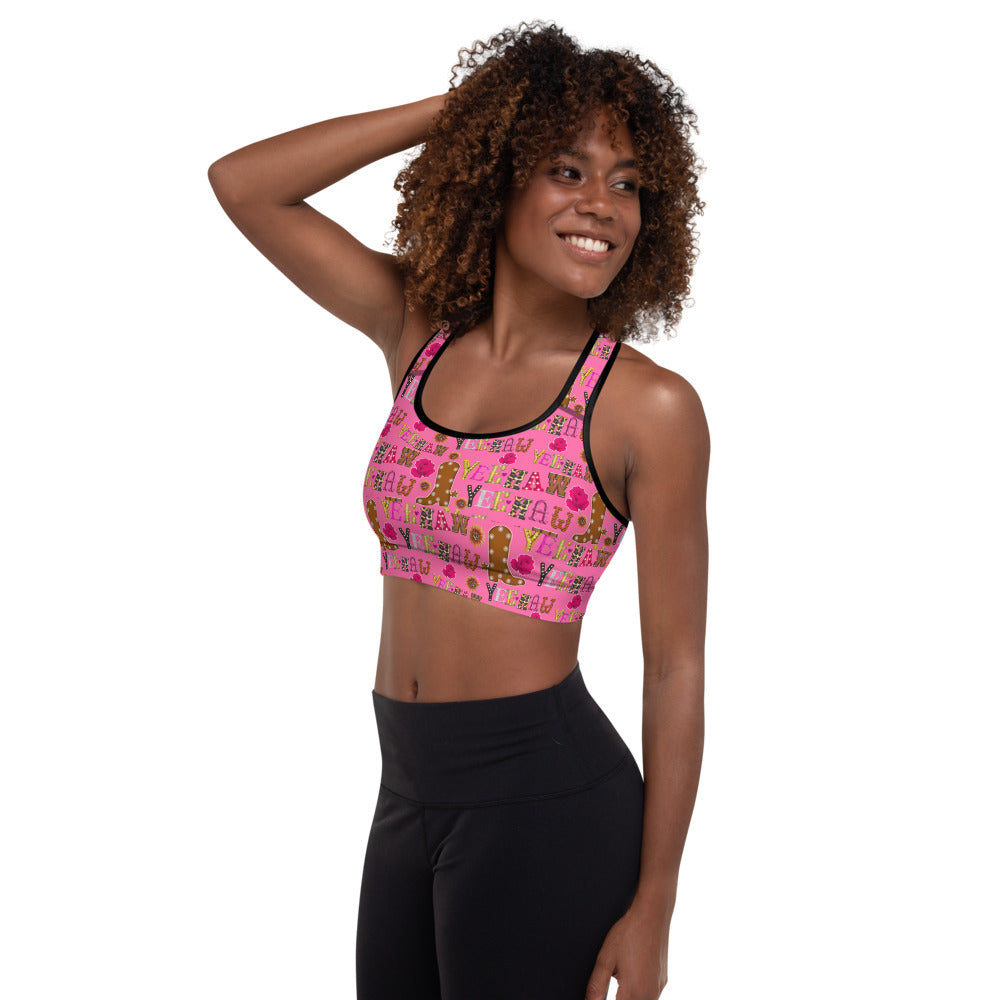 Hot Pink Yeehaw Padded Sports Bra by Baha Ranch Western Wear - product image 4