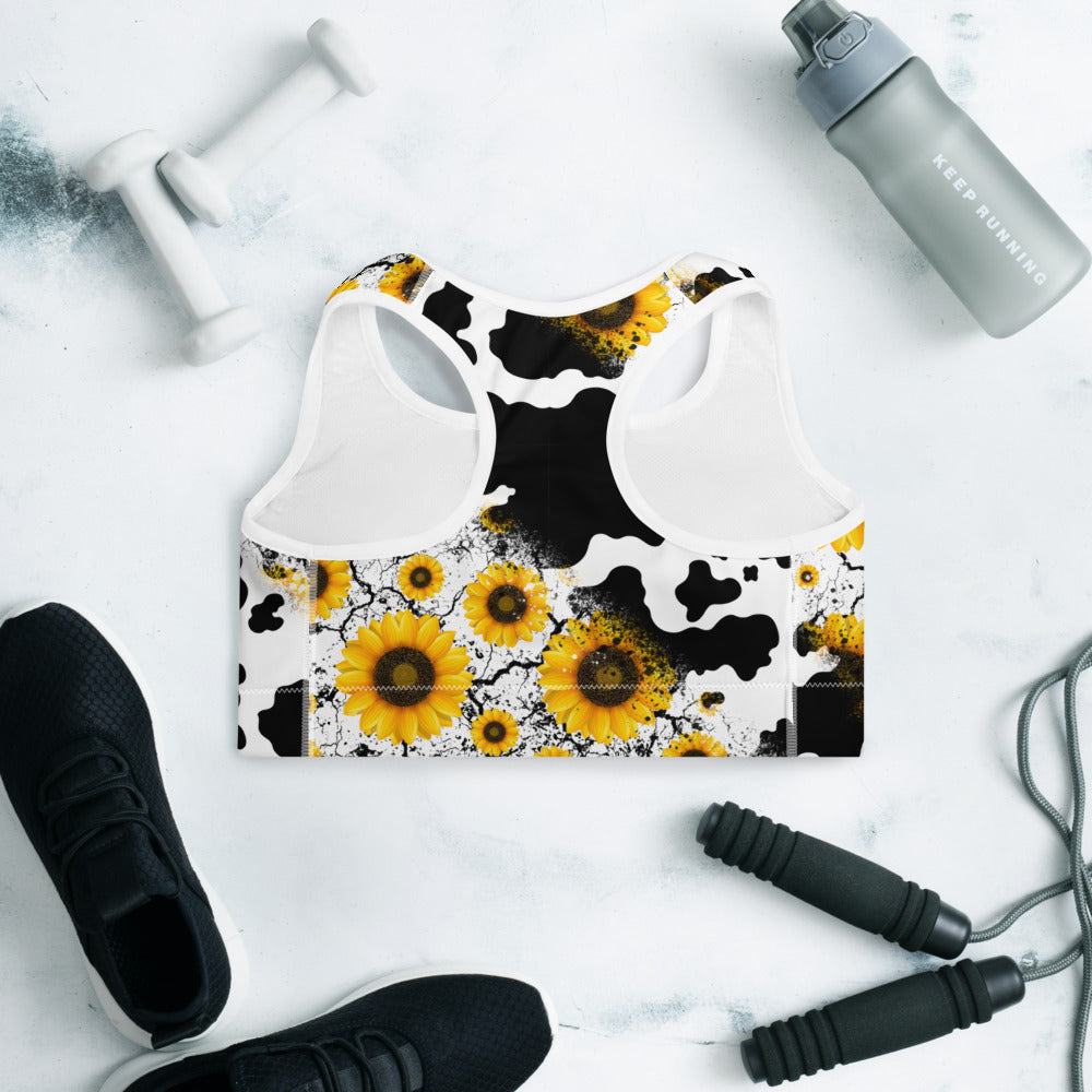 Cow Print Sunflower Sports Bra by Baha Ranch Western Wear - product image 4