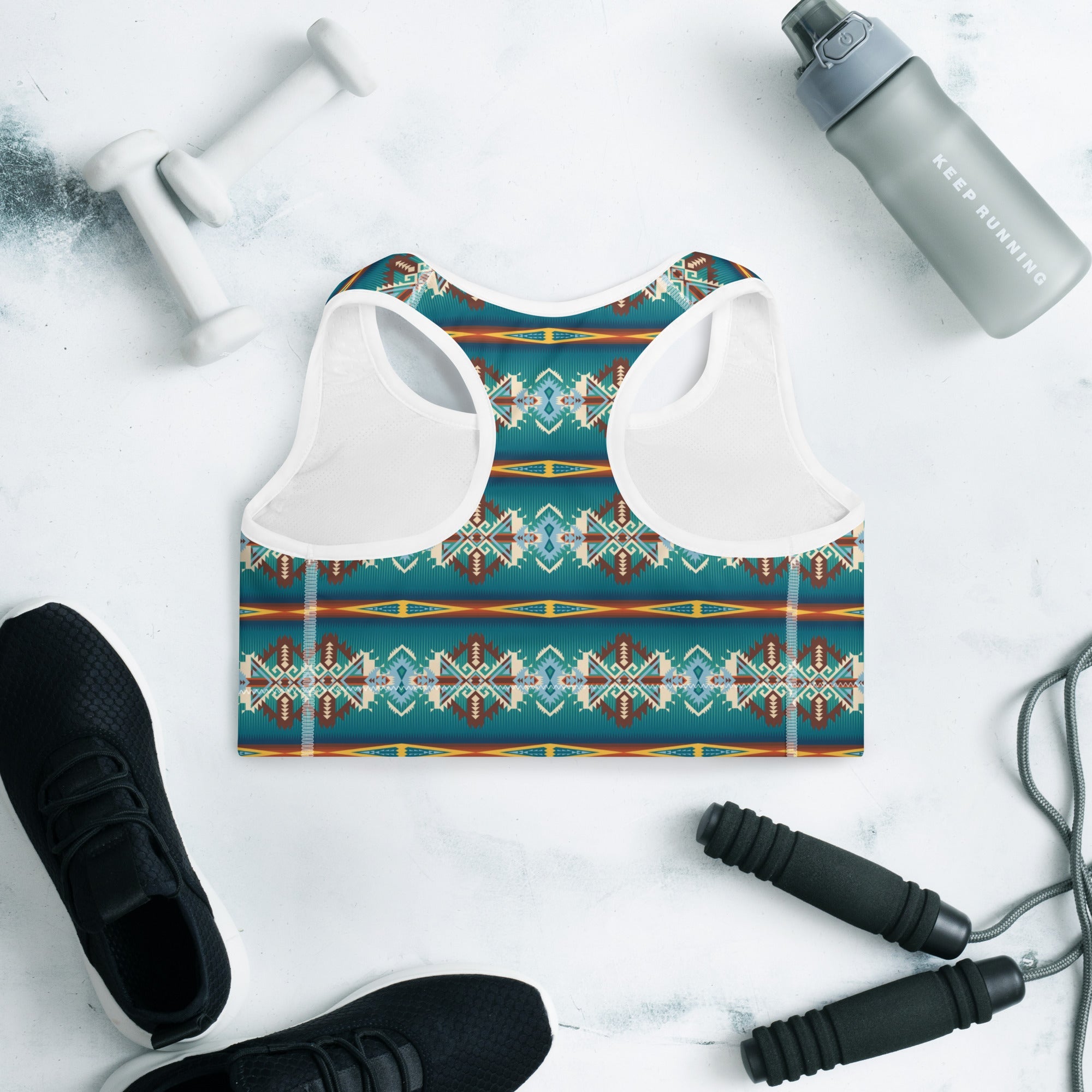 Teal Aztec Blanket Print Padded Sports Bra by Baha Ranch Western Wear - product image 5