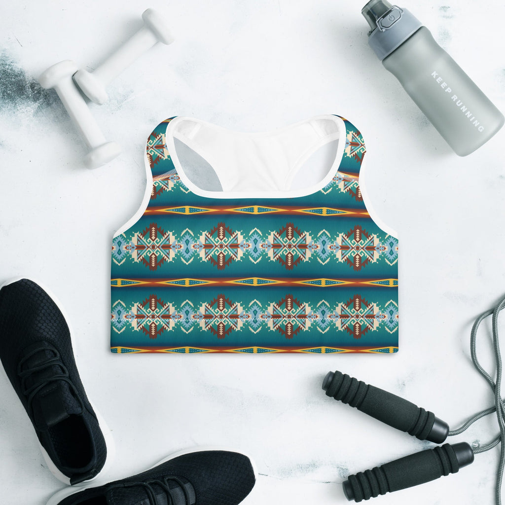 Teal Aztec Blanket Print Padded Sports Bra by Baha Ranch Western Wear - product image 2
