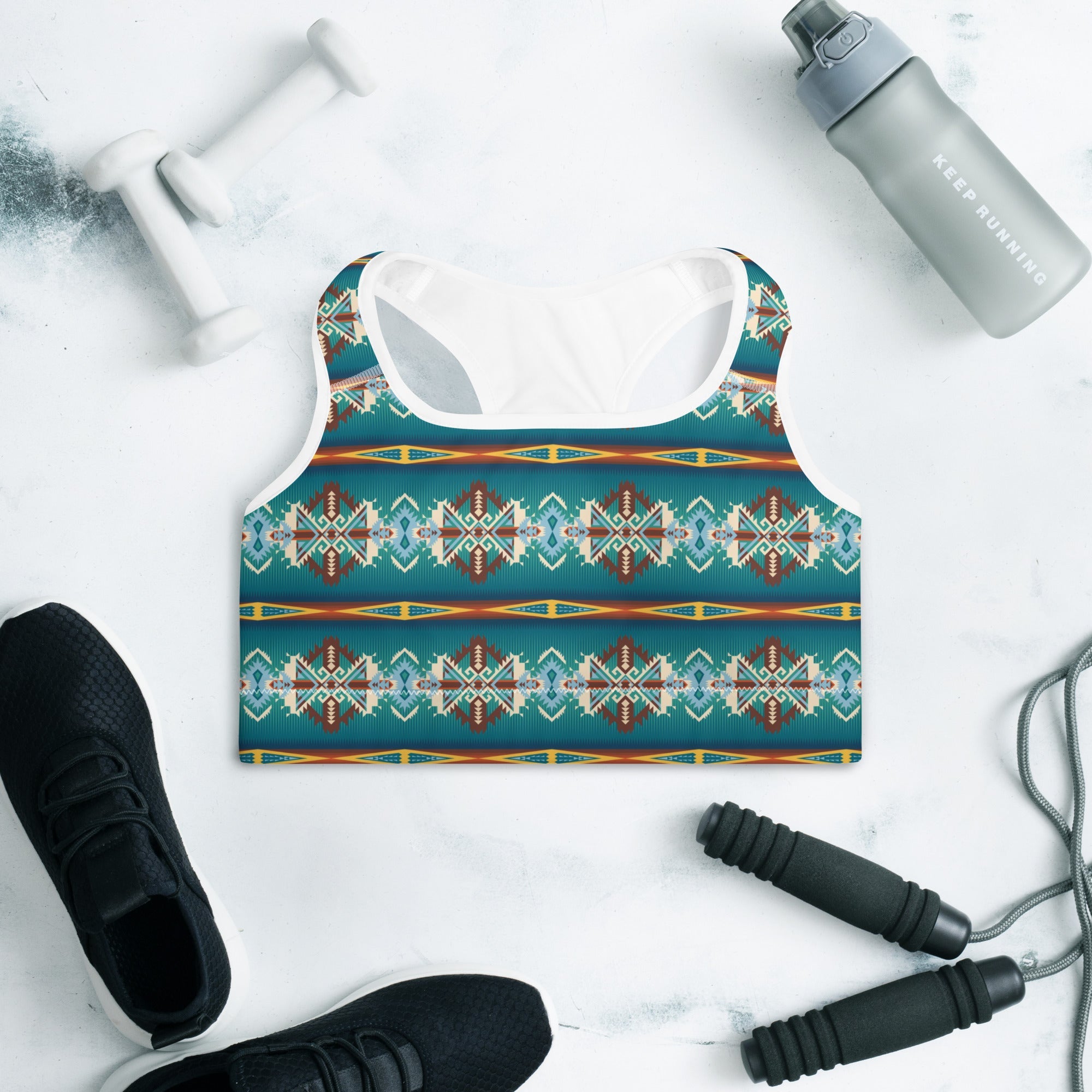 Teal Aztec Blanket Print Padded Sports Bra by Baha Ranch Western Wear - product image 2