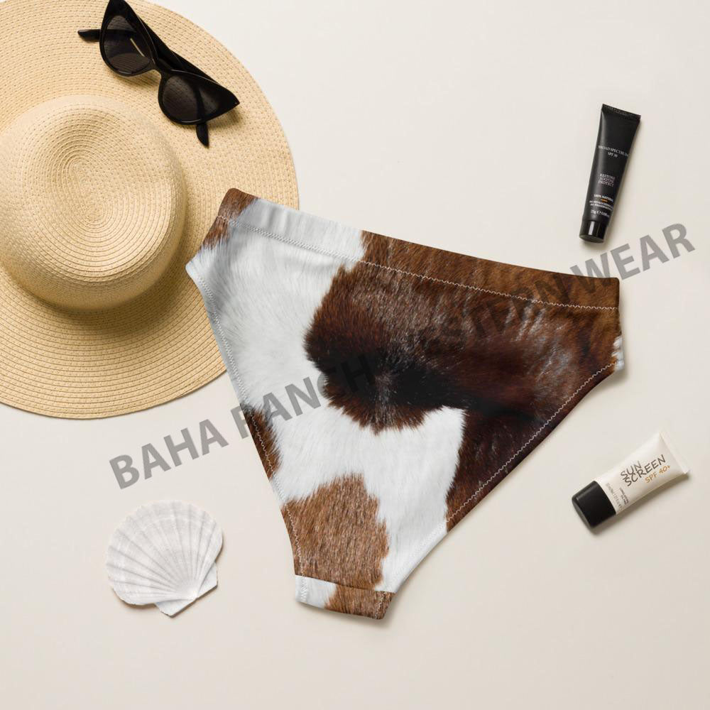 Yeehaw Brown Cow Print Bikini Bottom by Baha Ranch Western Wear - product image 2