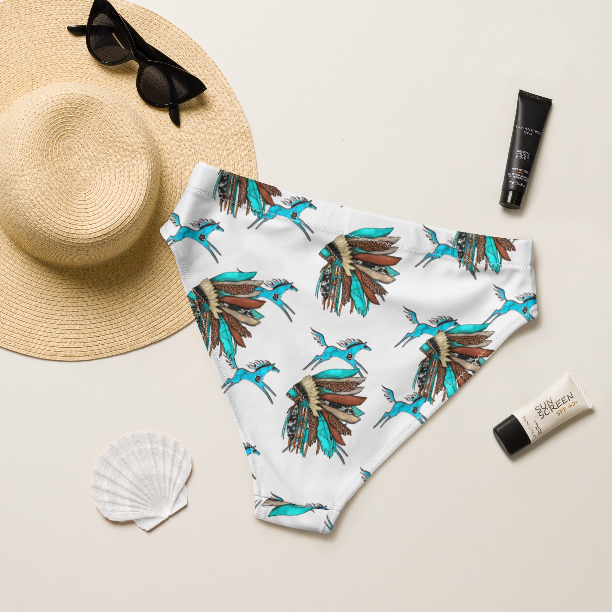 Baha Ranch Yeehaw Turquoise Running Horse Head Dress Bikini Bottom by Baha Ranch Western Wear - product image 5