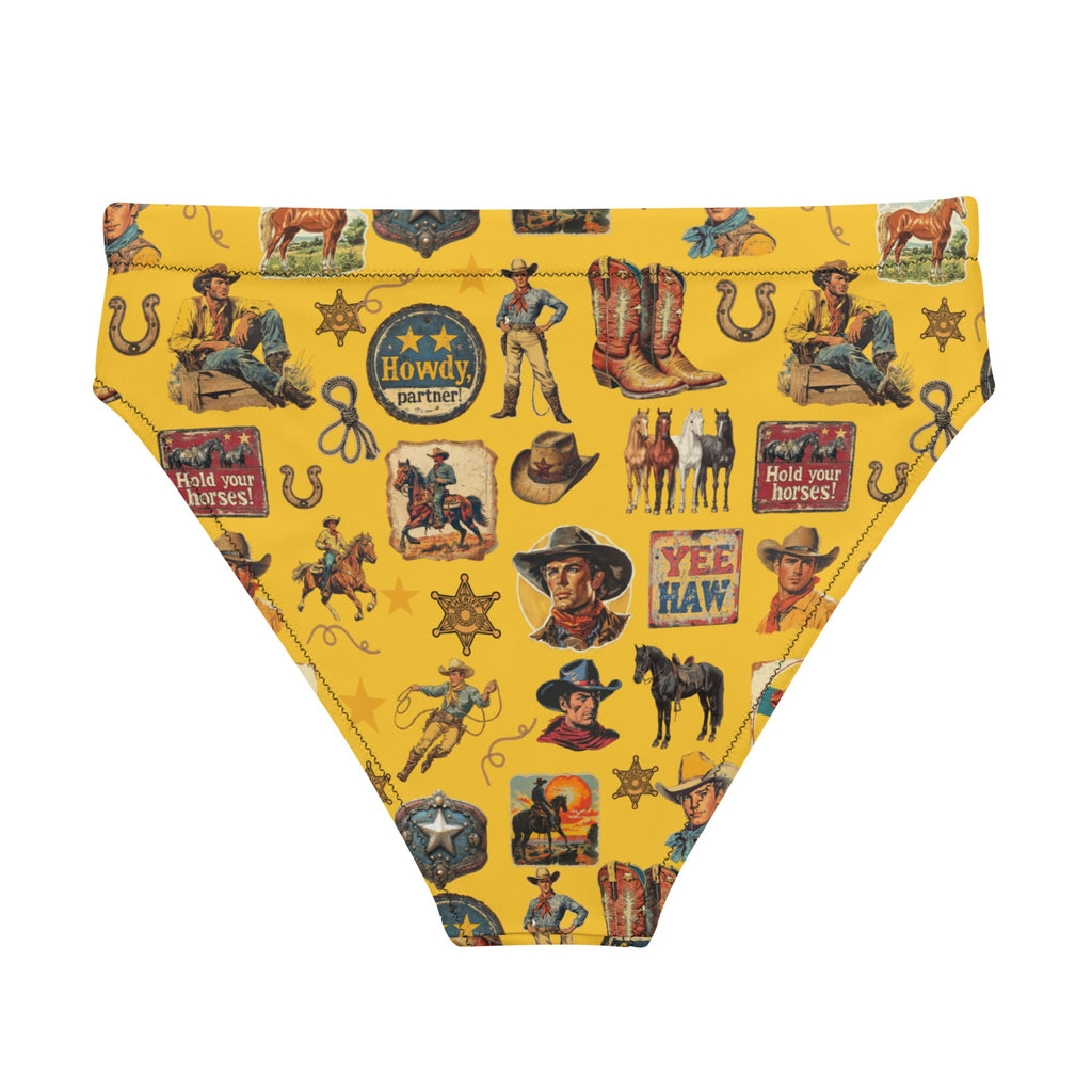 Baha Ranch Yeehaw Vintage Cowboy Collage Mustard Bikini Bottom by Baha Ranch Western Wear - product image 5