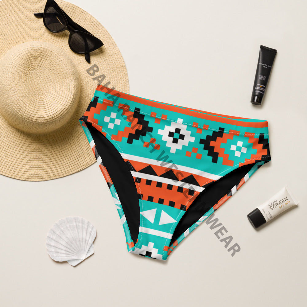 Baha Ranch Yeehaw Turquoise Orange Aztec Bikini Bottom by Baha Ranch Western Wear
