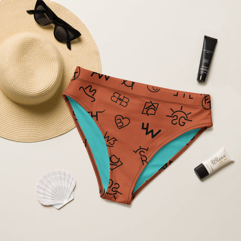 Baha Ranch Yeehaw Brown Cattle Brands Bikini Bottom by Baha Ranch Western Wear