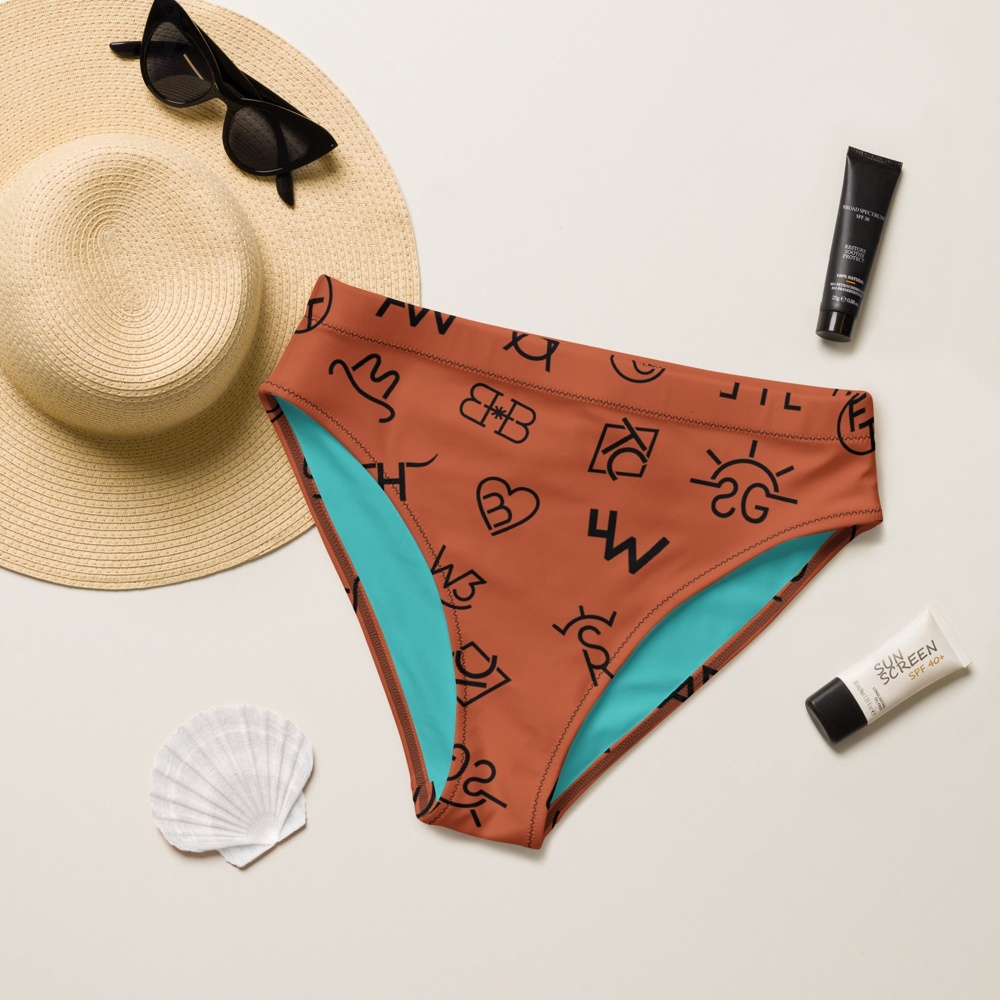 Baha Ranch Yeehaw Brown Cattle Brands Bikini Bottom by Baha Ranch Western Wear