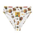 Baha Ranch Yeehaw Vintage Cowgirl Collage White Bikini Bottom by Baha Ranch Western Wear