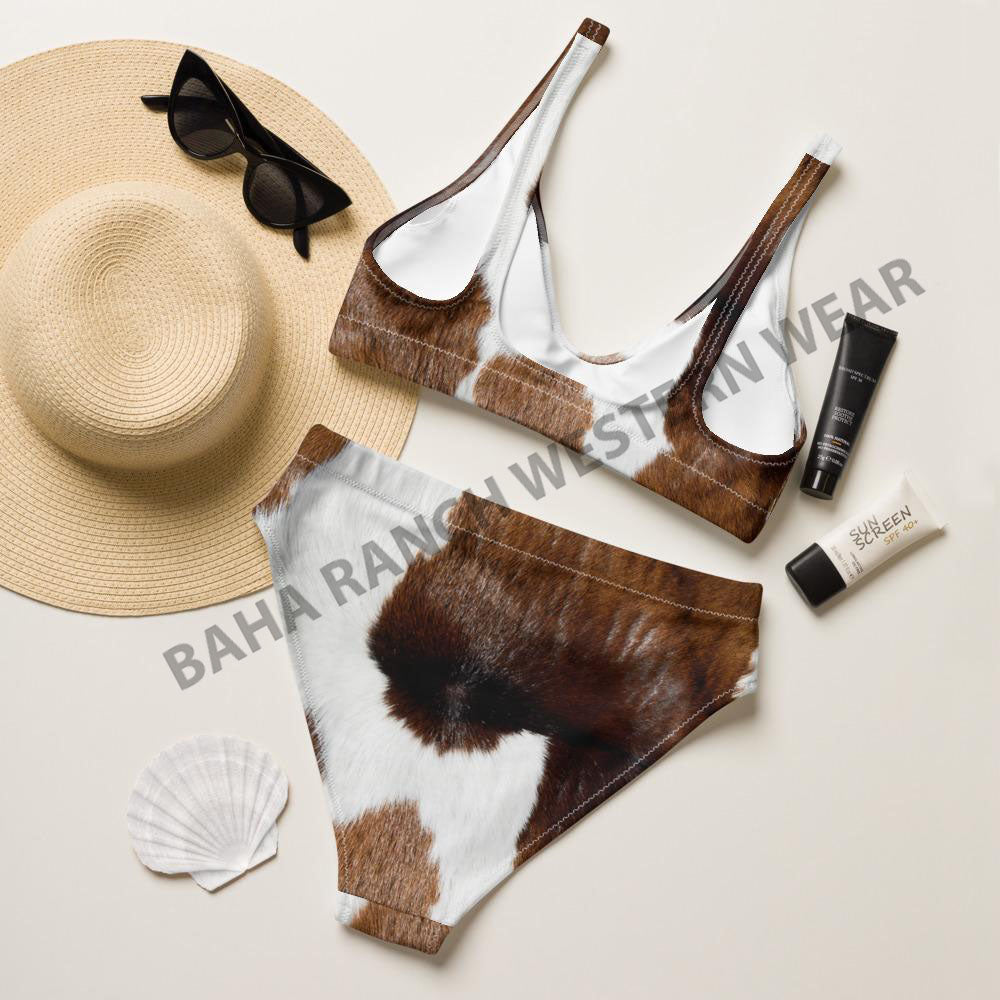 Yeehaw Brown Cow Print Bikini by Baha Ranch Western Wear - product image 2