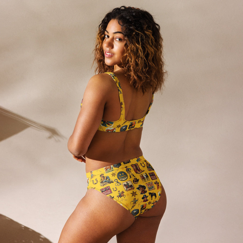 Baha Ranch Yeehaw Vintage Cowboy Collage Mustard Bikini by Baha Ranch Western Wear - product image 5