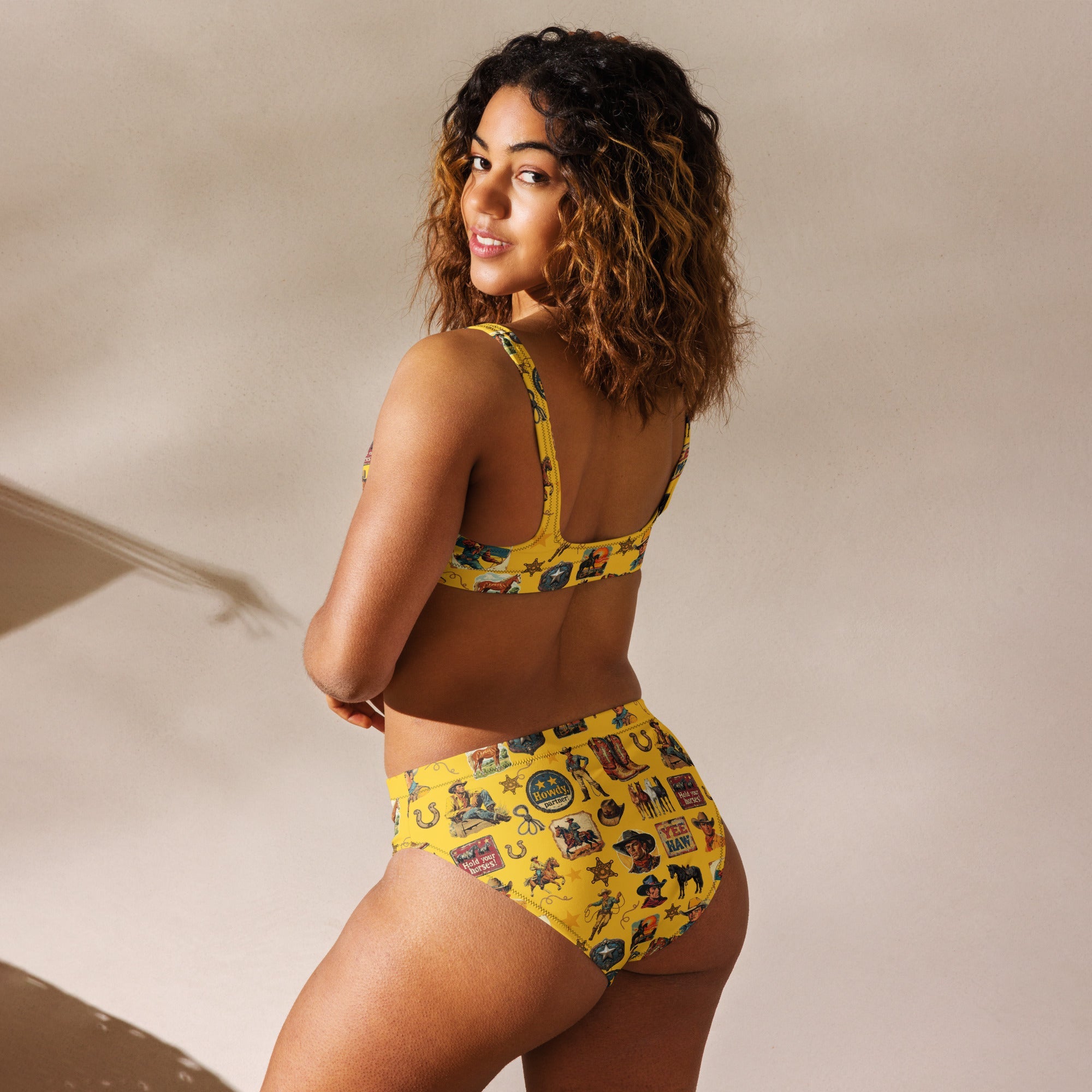 Baha Ranch Yeehaw Vintage Cowboy Collage Mustard Bikini by Baha Ranch Western Wear - product image 5