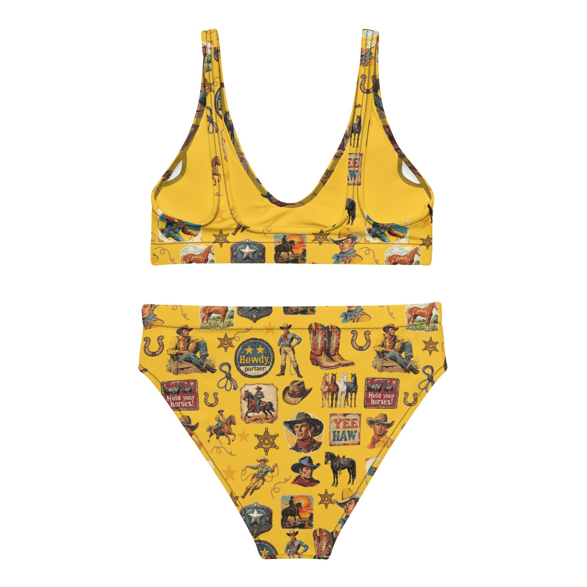 Baha Ranch Yeehaw Vintage Cowboy Collage Mustard Bikini by Baha Ranch Western Wear - product image 2
