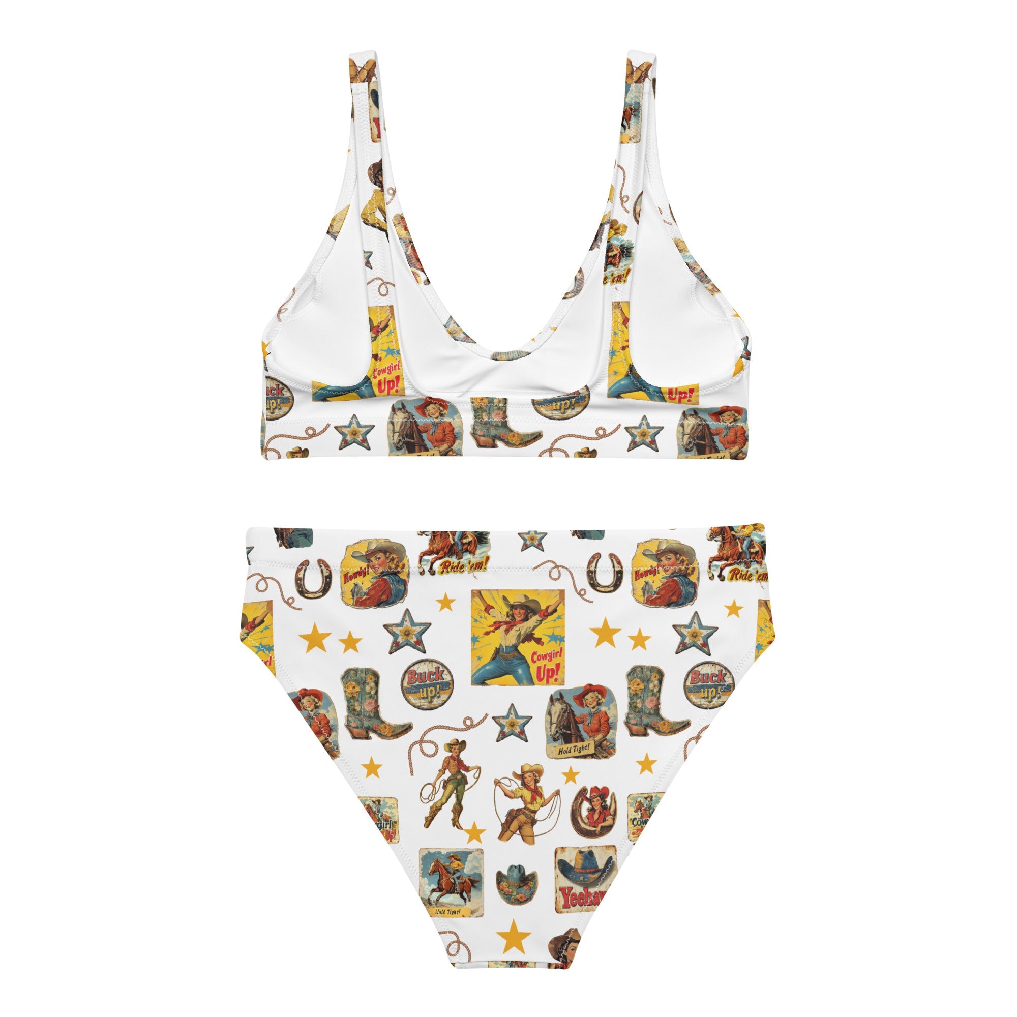Baha Ranch Yeehaw Vintage Cowgirl Collage White Bikini by Baha Ranch Western Wear - product image 4