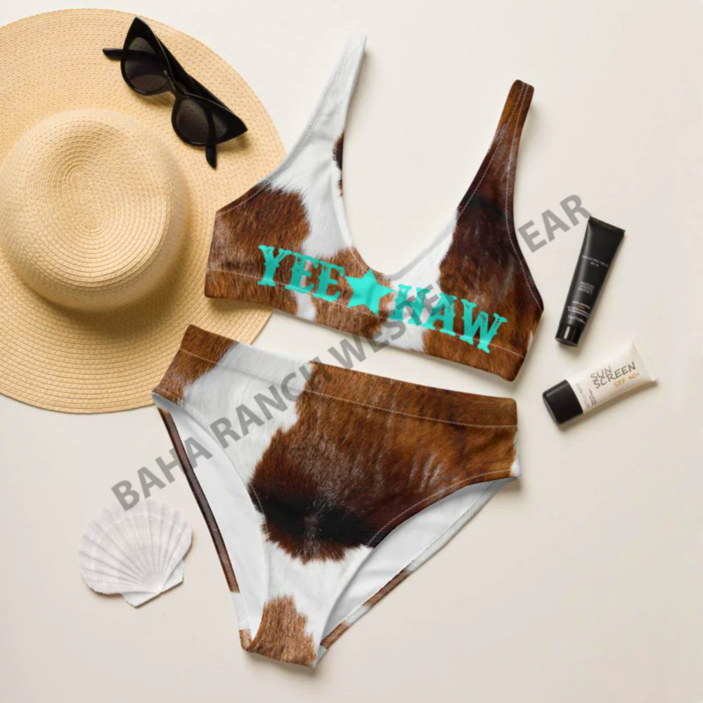Yeehaw Cow Print Bikini XL by Baha Ranch Western Wear
