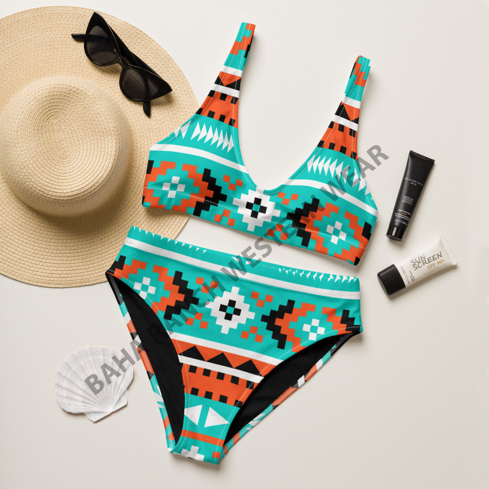 Baha Ranch Yeehaw Turquoise Orange Aztec Bikini by Baha Ranch Western Wear - product image 2
