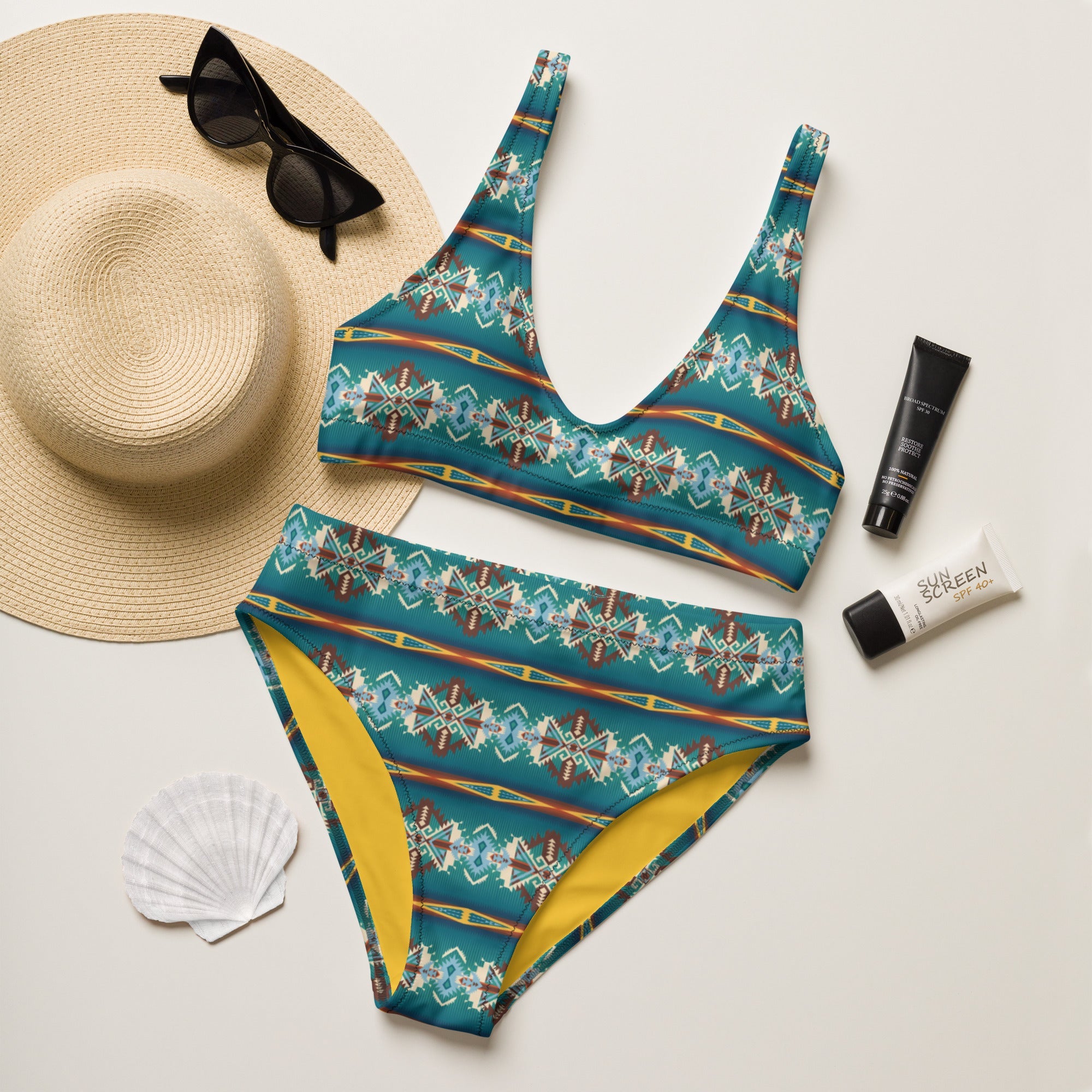 Baha Ranch Yeehaw Teal Aztec Blanket Print Bikini by Baha Ranch Western Wear - product image 4