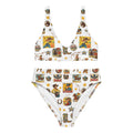 Baha Ranch Yeehaw Vintage Cowgirl Collage White Bikini by Baha Ranch Western Wear