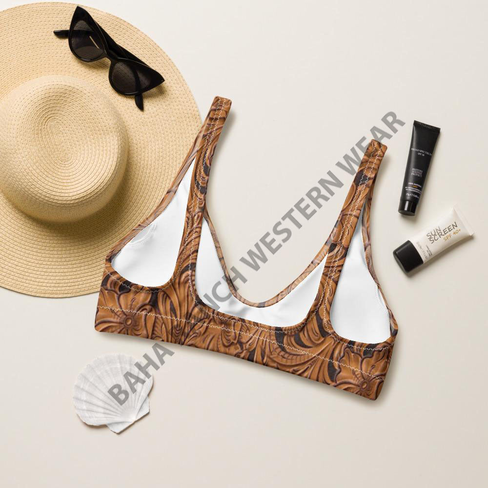 Yeehaw Tooled Leather Bikini Top by Baha Ranch Western Wear - product image 2