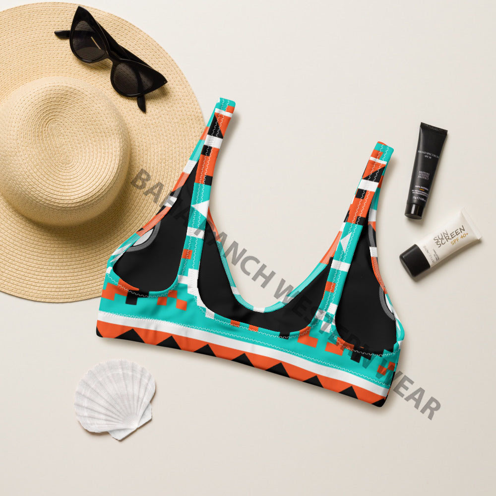 Baha Ranch Yeehaw Turquoise Orange Aztec Bikini Top by Baha Ranch Western Wear - product image 2