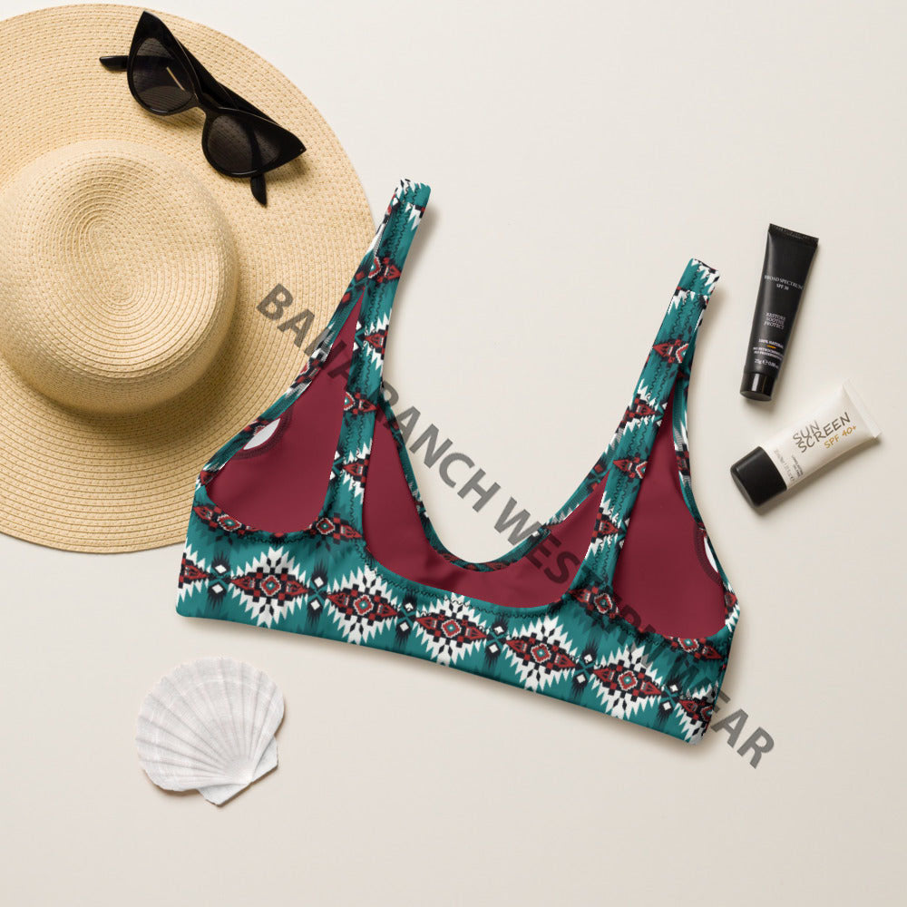 Baha Ranch Yeehaw Teal Burgandy Bikini Top by Baha Ranch Western Wear - product image 2