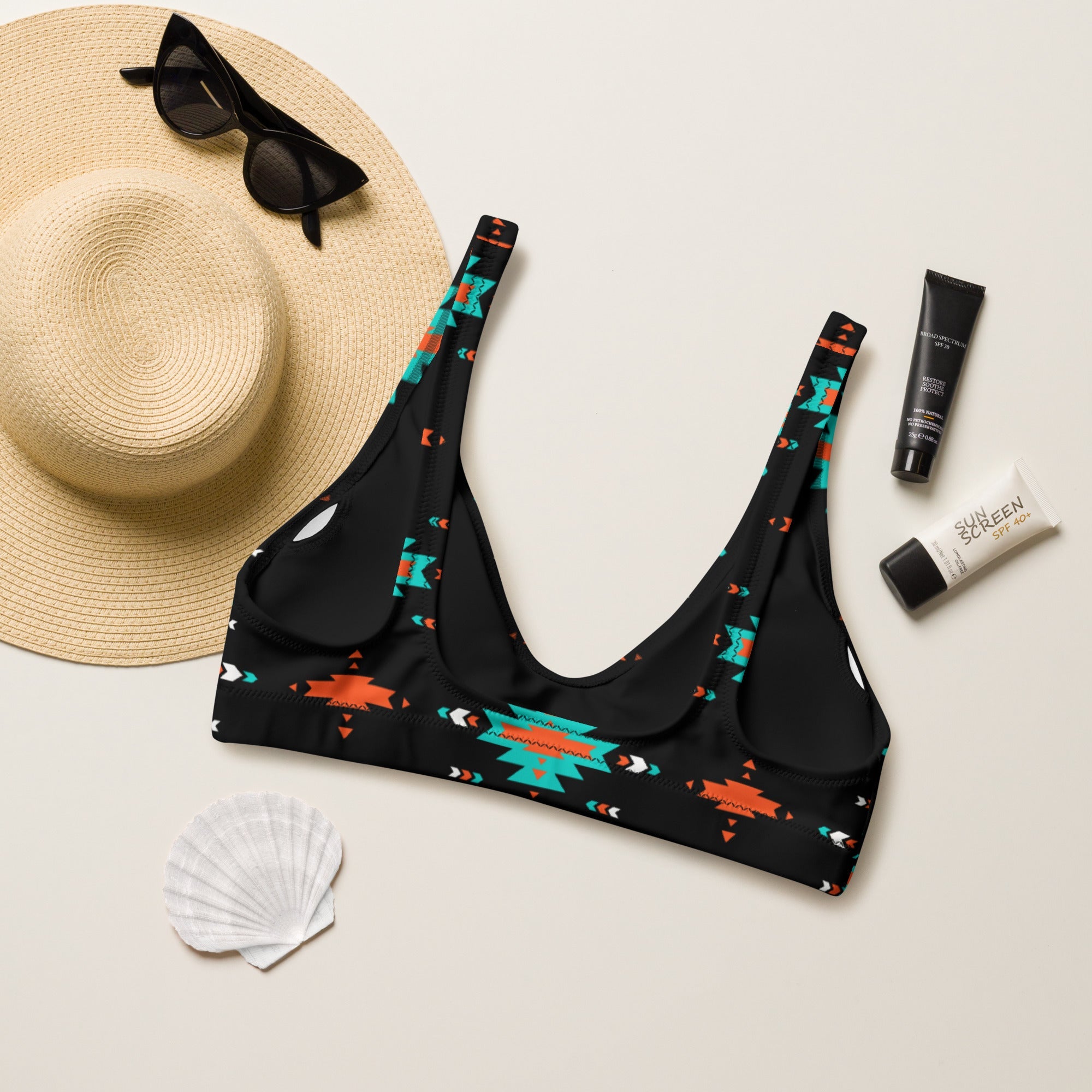 Baha Ranch Yeehaw Turquoise & Orange Aztec Bikini Top by Baha Ranch Western Wear - product image 2