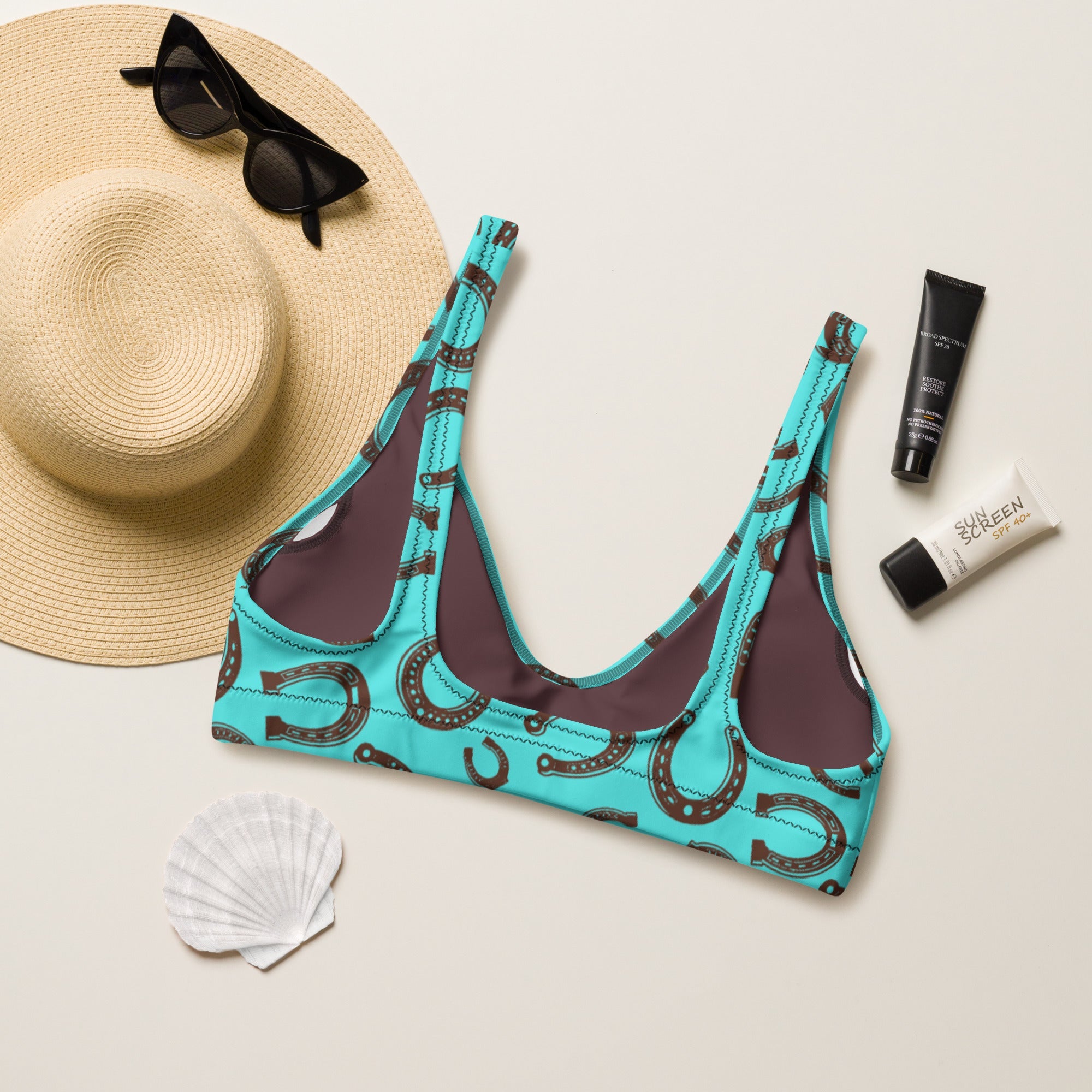 Baha Ranch Yeehaw Turquoise Horseshoe Bikini Top by Baha Ranch Western Wear - product image 2