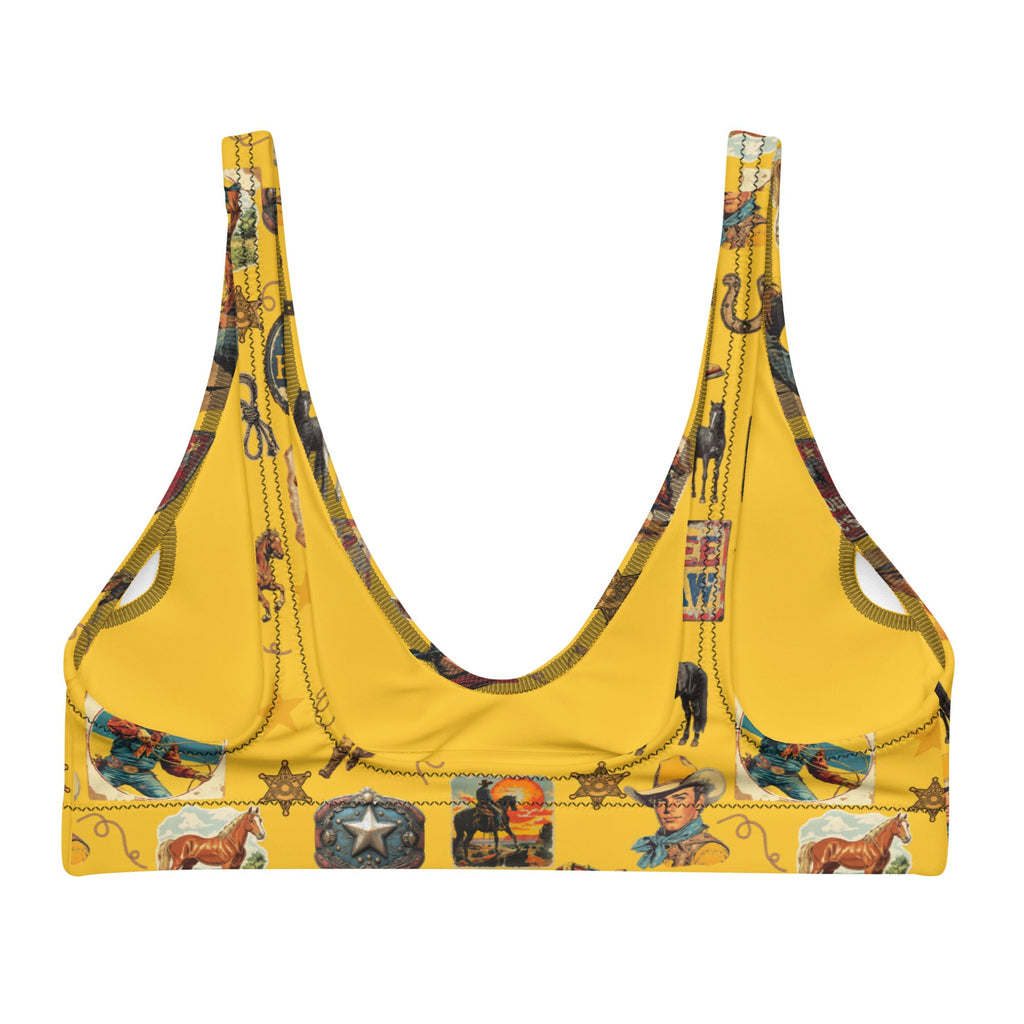 Baha Ranch Yeehaw Vintage Cowboy Collage Mustard Bikini Top by Baha Ranch Western Wear - product image 4