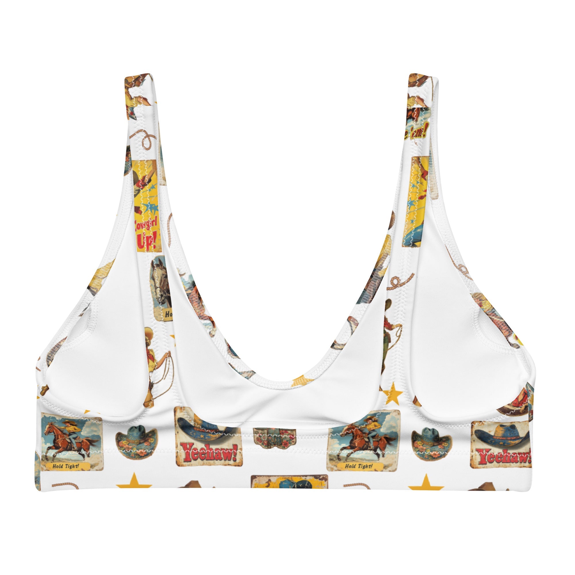 Baha Ranch Yeehaw Vintage Cowgirl Collage White Bikini Top by Baha Ranch Western Wear - product image 4