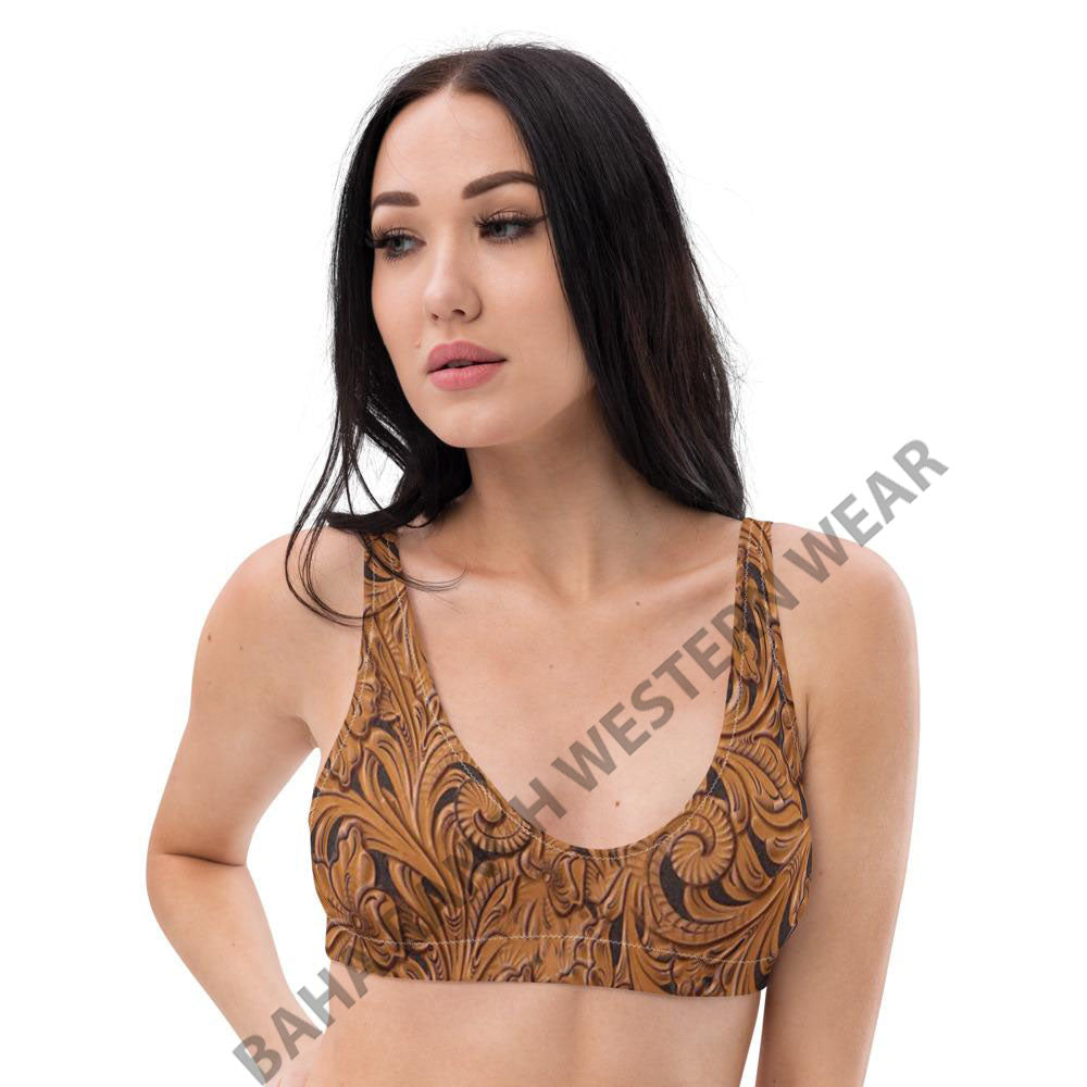 Yeehaw Tooled Leather Bikini Top by Baha Ranch Western Wear - product image 5