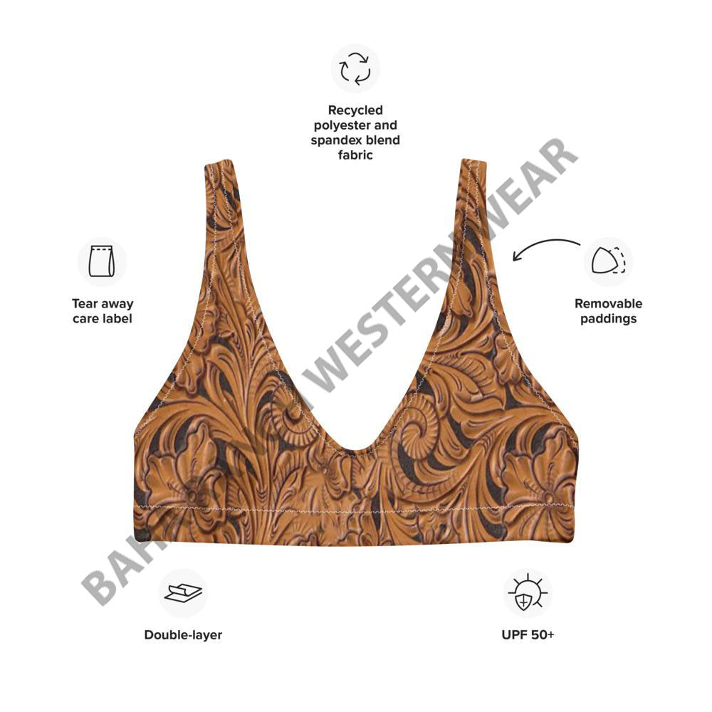 Yeehaw Tooled Leather Bikini Top by Baha Ranch Western Wear - product image 4