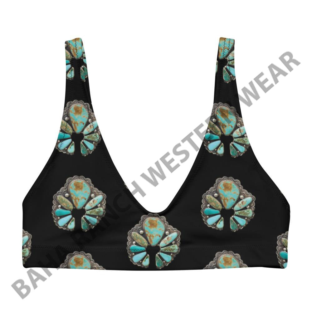 Yeehaw Black Turquoise Naja Bikini Top by Baha Ranch Western Wear