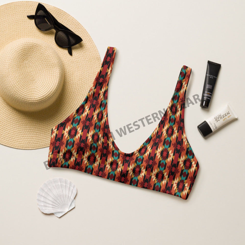 Baha Ranch Yeehaw Rust Aztec Bikini Top by Baha Ranch Western Wear