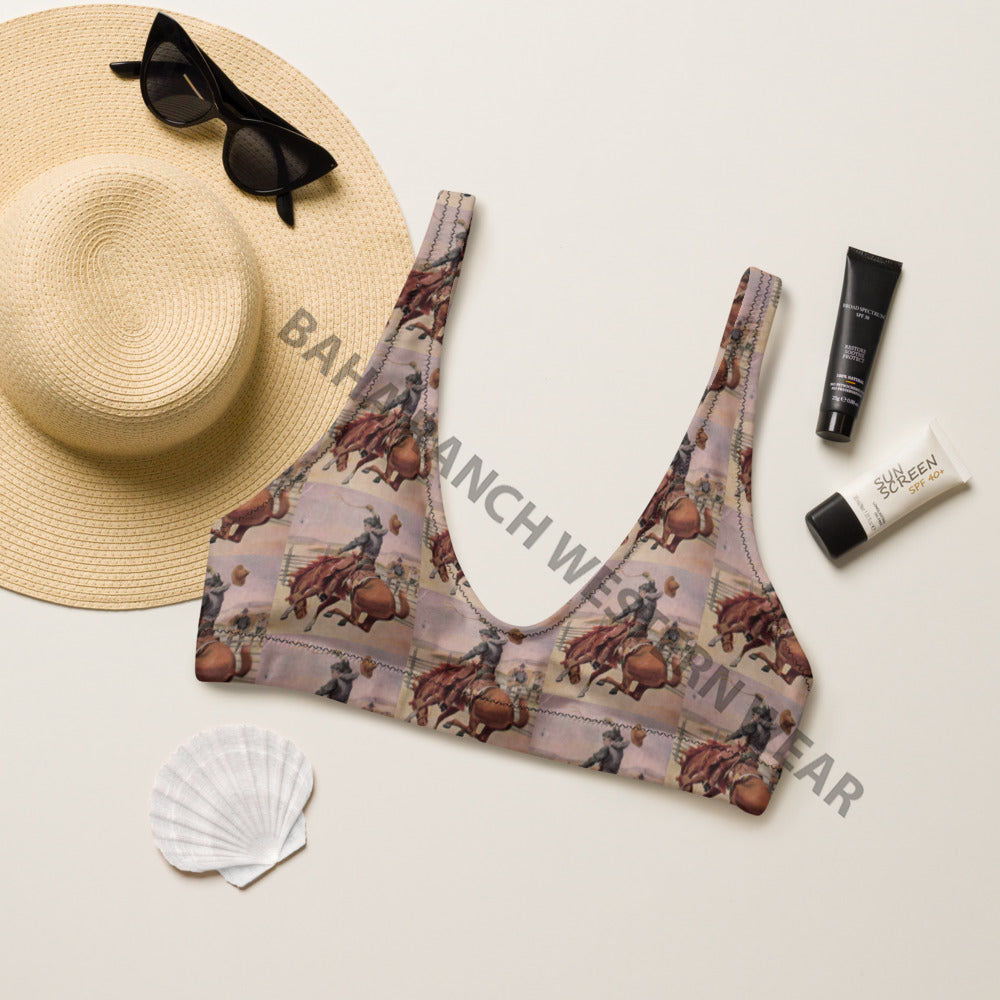 Baha Ranch Yeehaw Vintage Cowboy Bronc Bikini Top by Baha Ranch Western Wear
