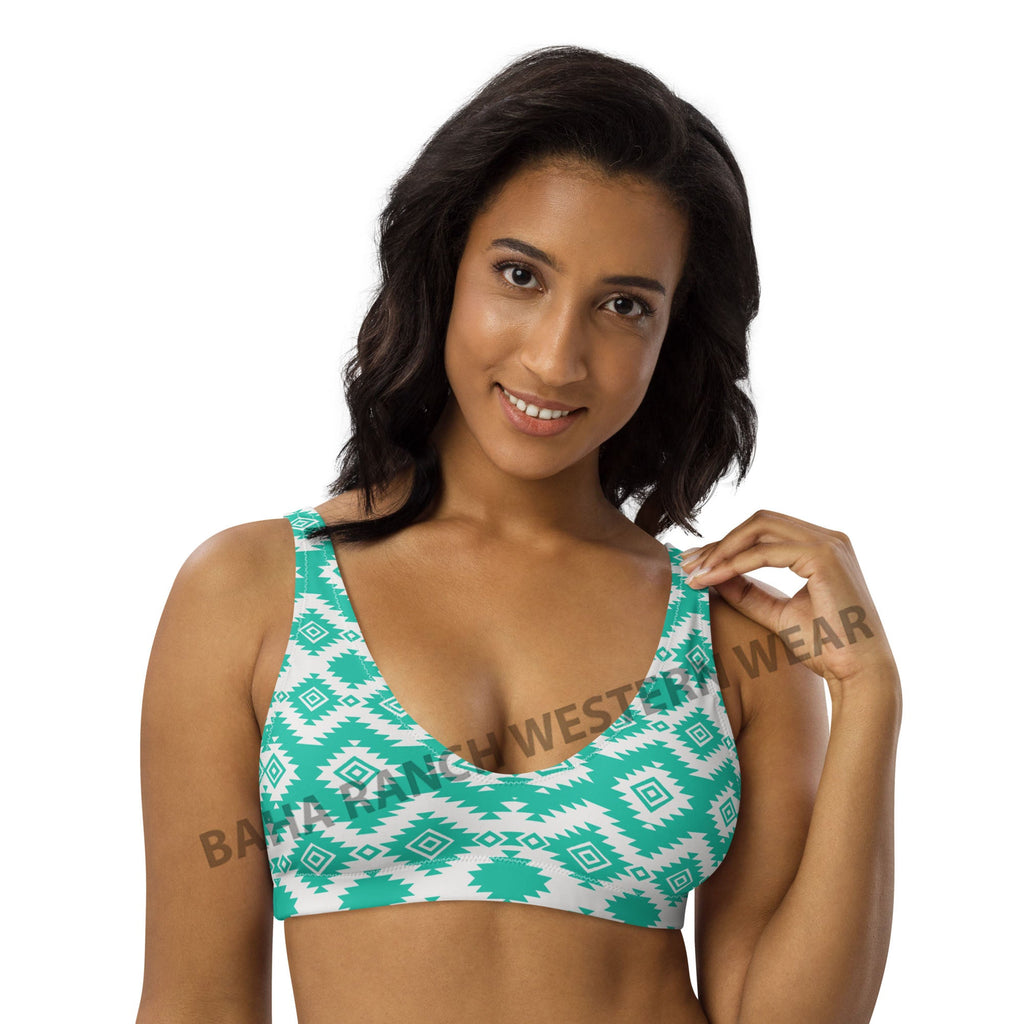 Ready to Ship Yeehaw Turquoise Aztec Bikini Top Size Medium by Baha Ranch Western Wear - product image 2