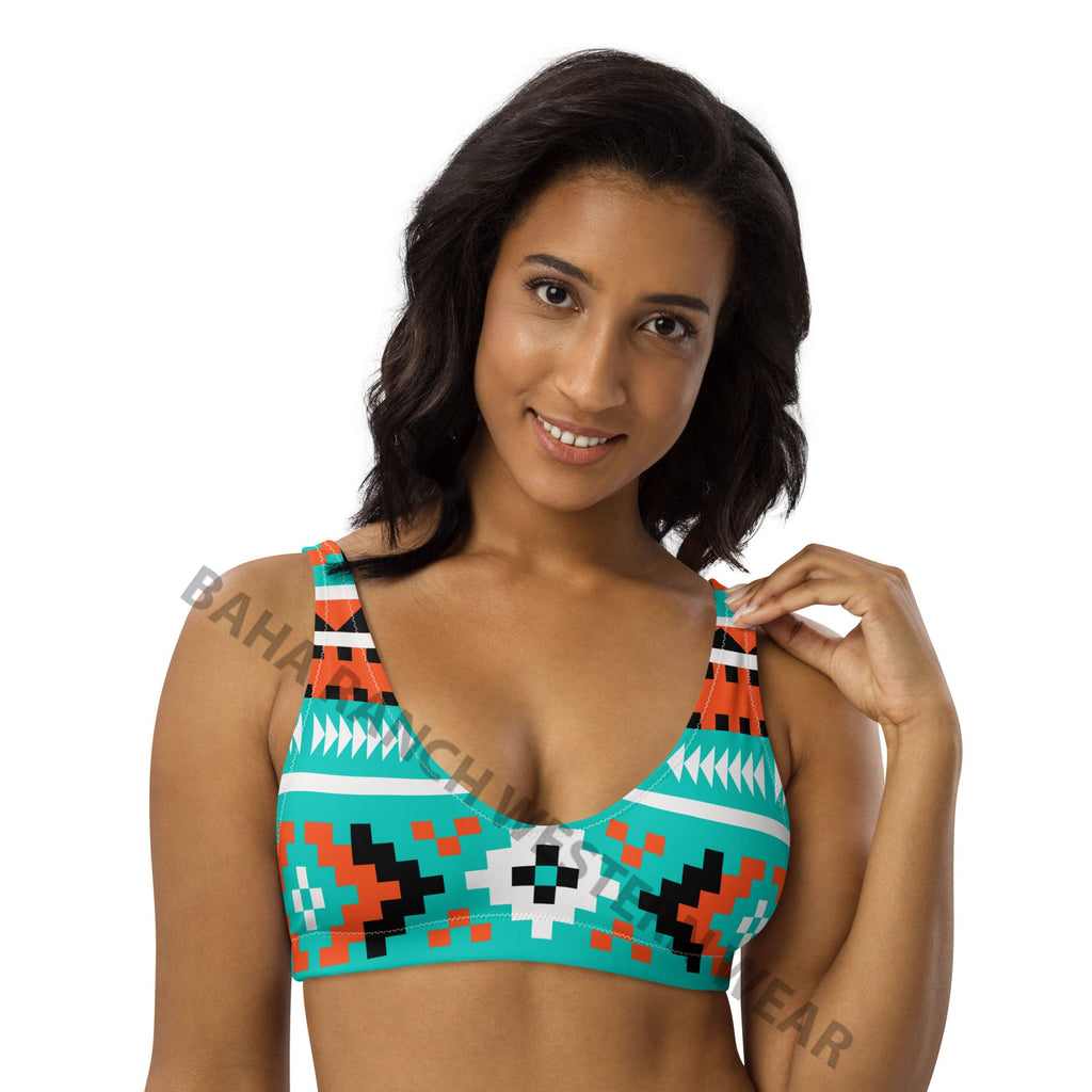 Baha Ranch Yeehaw Turquoise Orange Aztec Bikini Top by Baha Ranch Western Wear - product image 3