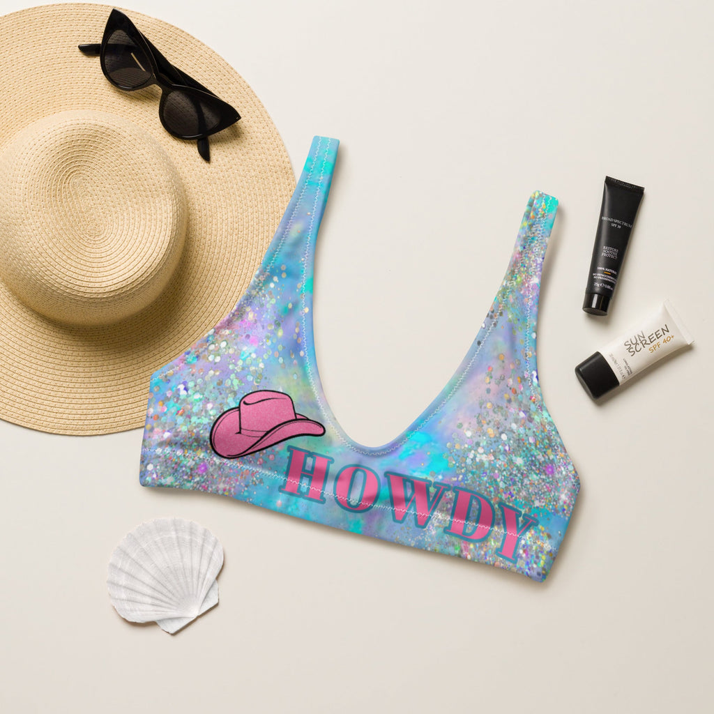 Baha Ranch Yeehaw Howdy Opal Glitter Bikini Top by Baha Ranch Western Wear