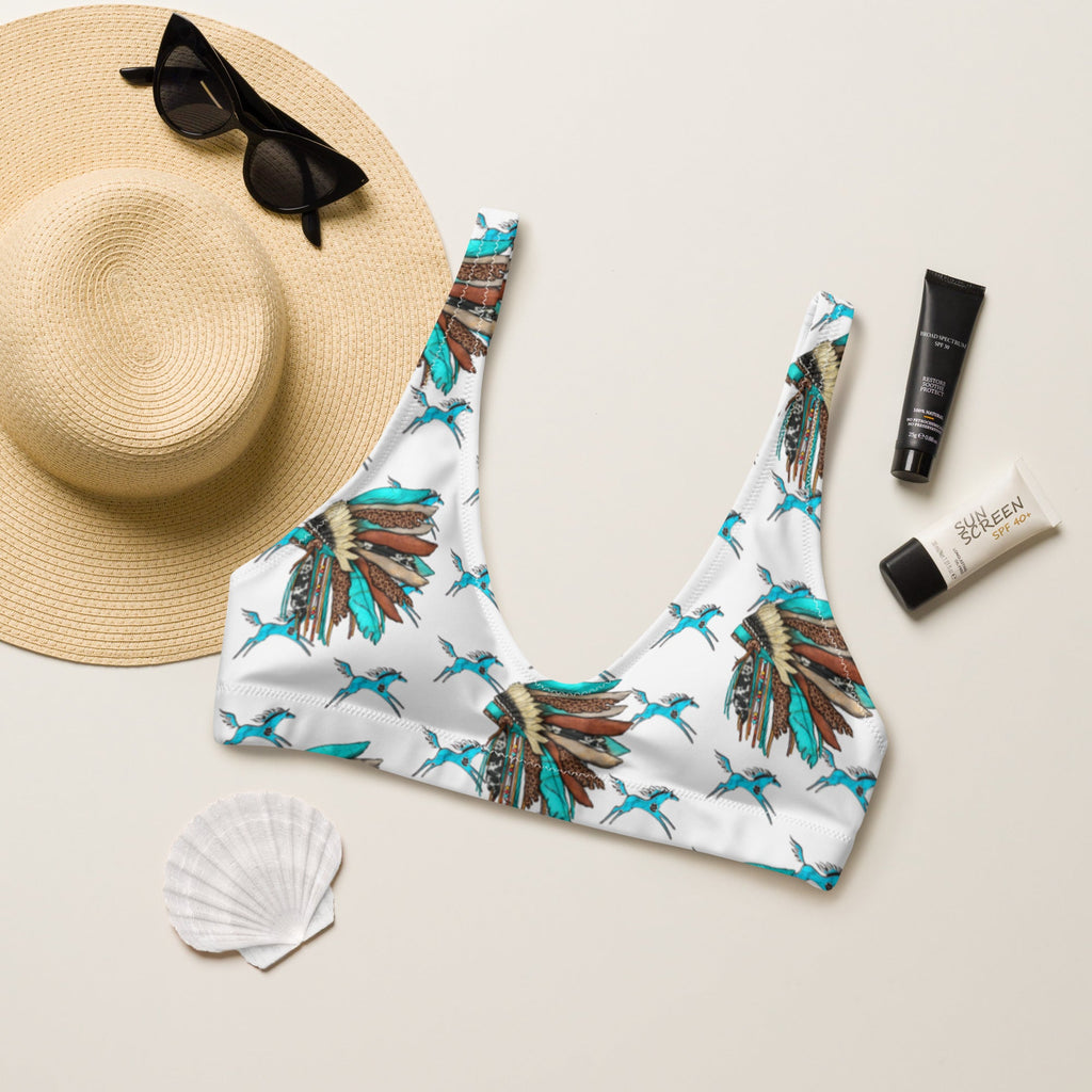 Baha Ranch Yeehaw Turquoise Running Horse Head Dress Bikini Top by Baha Ranch Western Wear