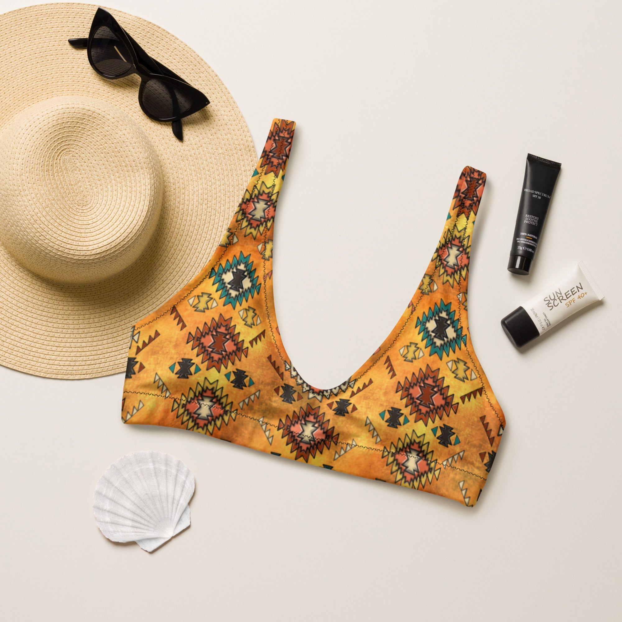 Baha Ranch Yeehaw Golden Aztec Bikini Top by Baha Ranch Western Wear
