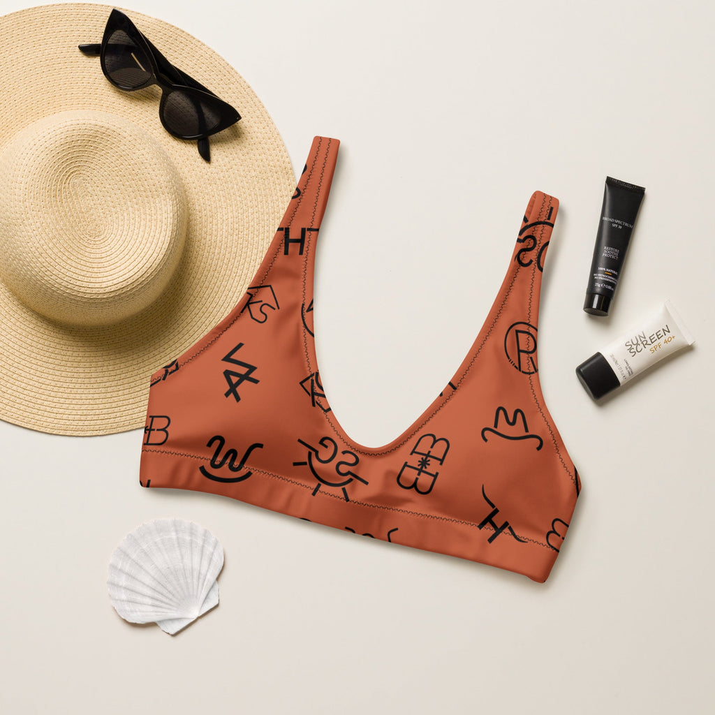 Baha Ranch Yeehaw Brown Cattle Brands Bikini Top by Baha Ranch Western Wear