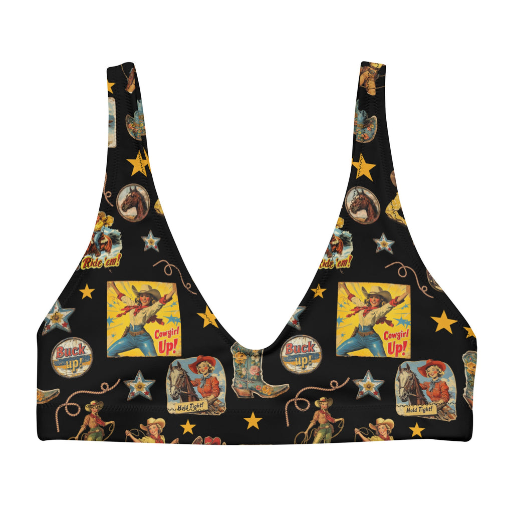 Baha Ranch Yeehaw Vintage Cowgirl Collage Bikini Top by Baha Ranch Western Wear