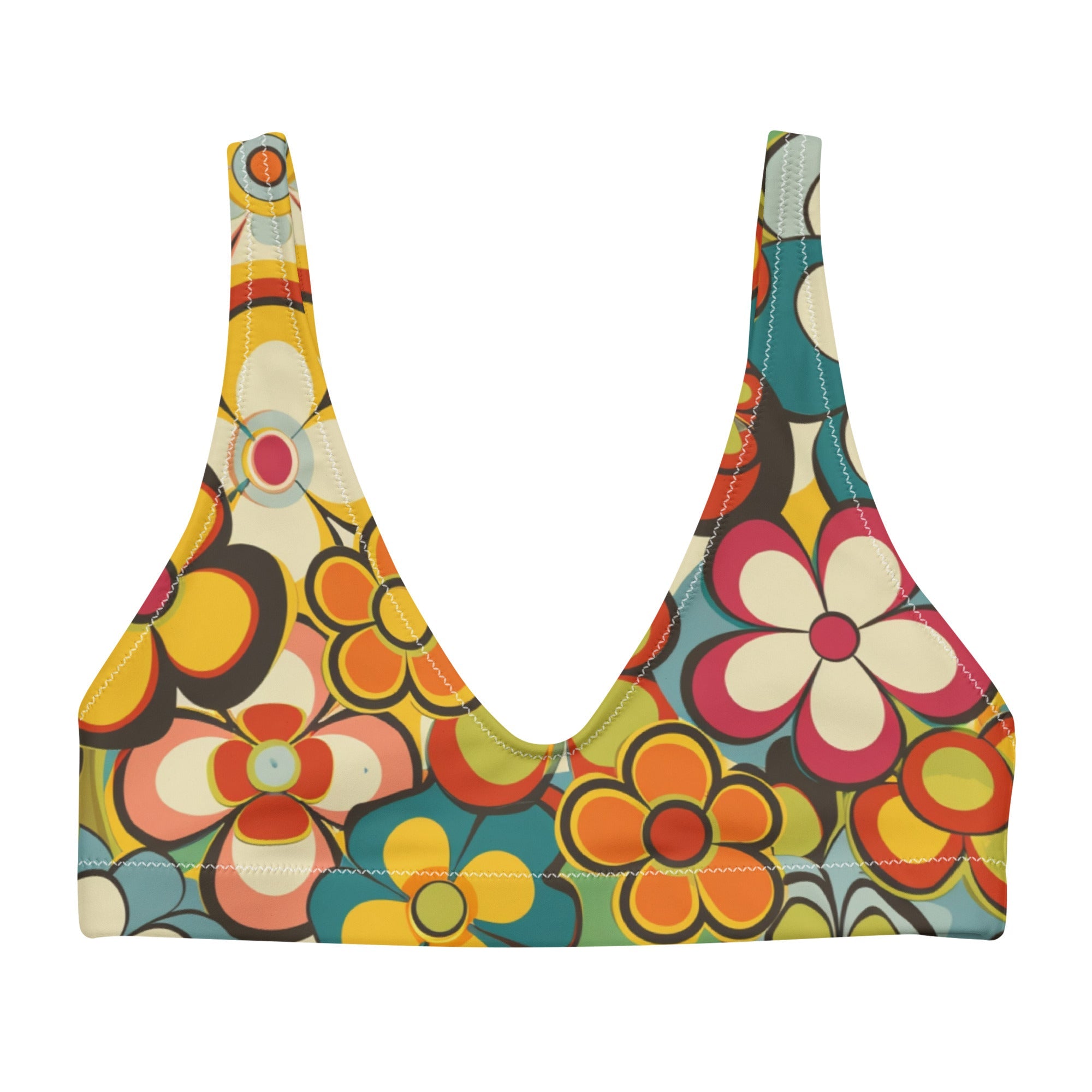 Baha Ranch Yeehaw Woodstock Retro Floral Bikini Top by Baha Ranch Western Wear
