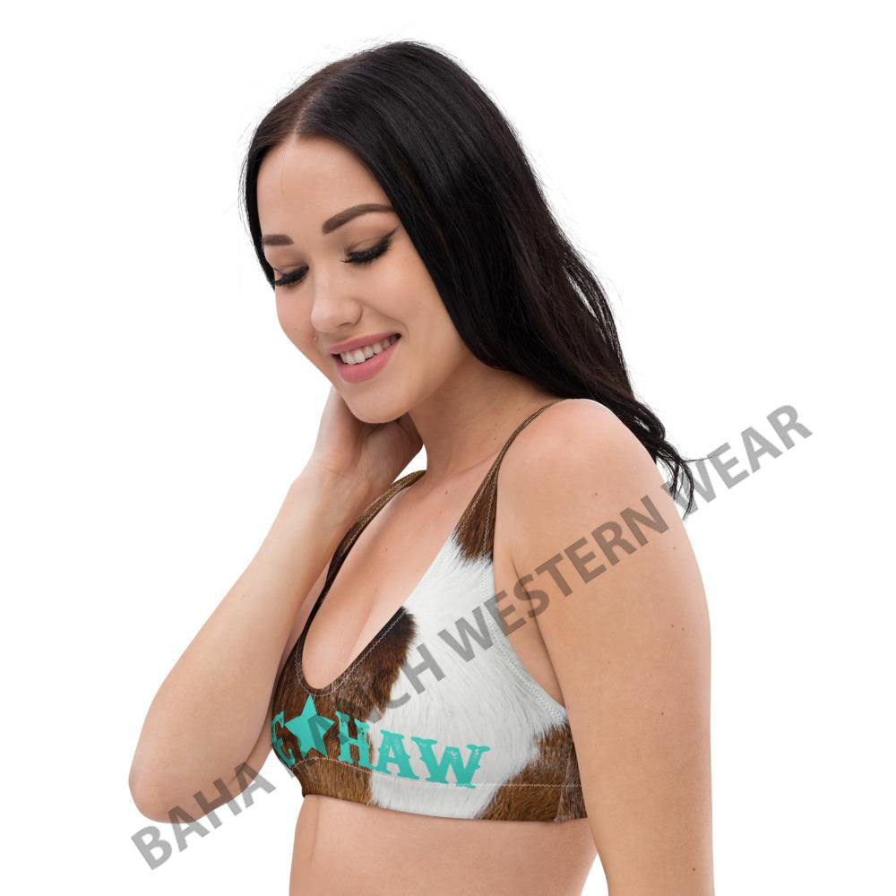 Yeehaw Brown Cow Print Bikini Top by Baha Ranch Western Wear - product image 6