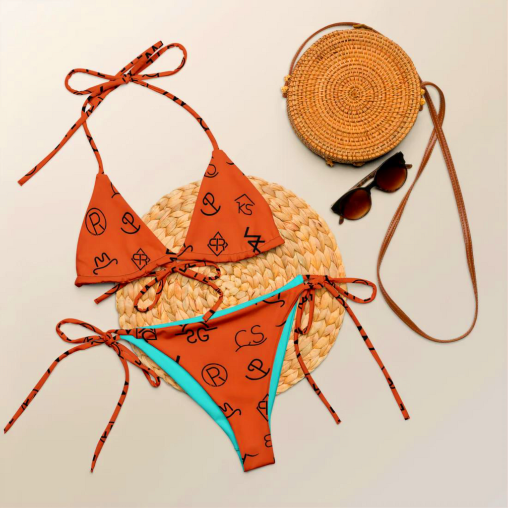 Baha Ranch Yeehaw Brown Cattle Brand String Bikini by Baha Ranch Western Wear