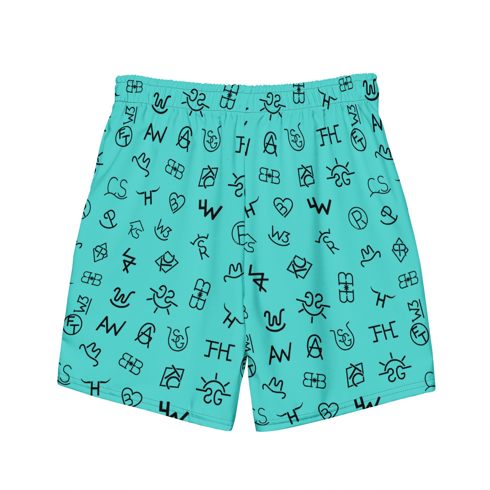 Baha Ranch Yeehaw Turquoise Cattle Brands Men's Swim Trunks by Baha Ranch Western Wear - product image 4