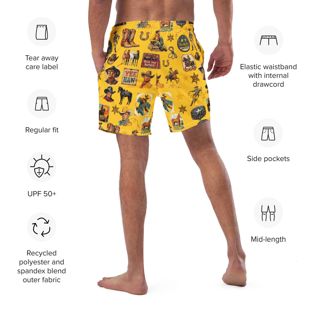 Baha Ranch YEEHAW Vintage Cowboy Collage Western Swim Trunks Shorts by Baha Ranch Western Wear - product image 4