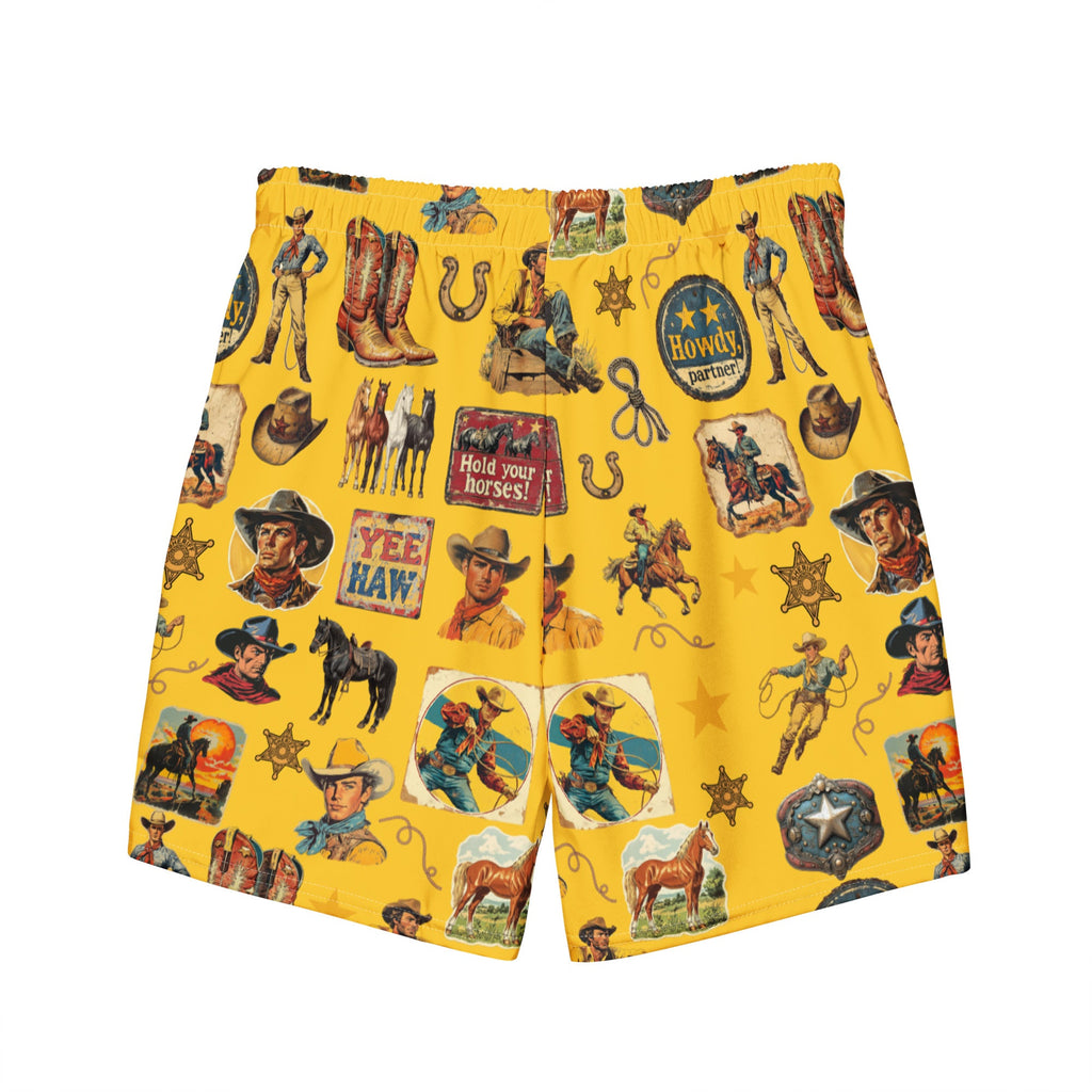 Baha Ranch YEEHAW Vintage Cowboy Collage Western Swim Trunks Shorts by Baha Ranch Western Wear - product image 2