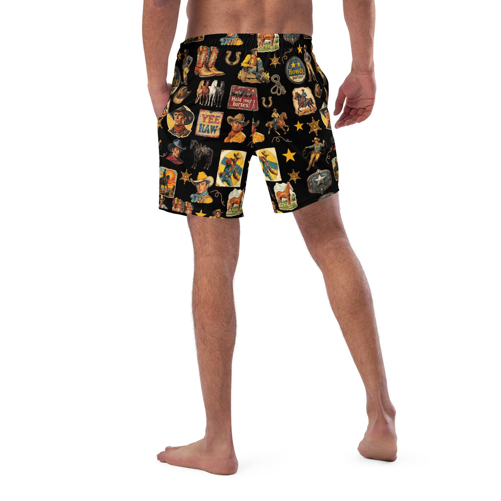 Baha Ranch Yeehaw Vintage Cowboy Collage Swim Trunks by Baha Ranch Western Wear - product image 3