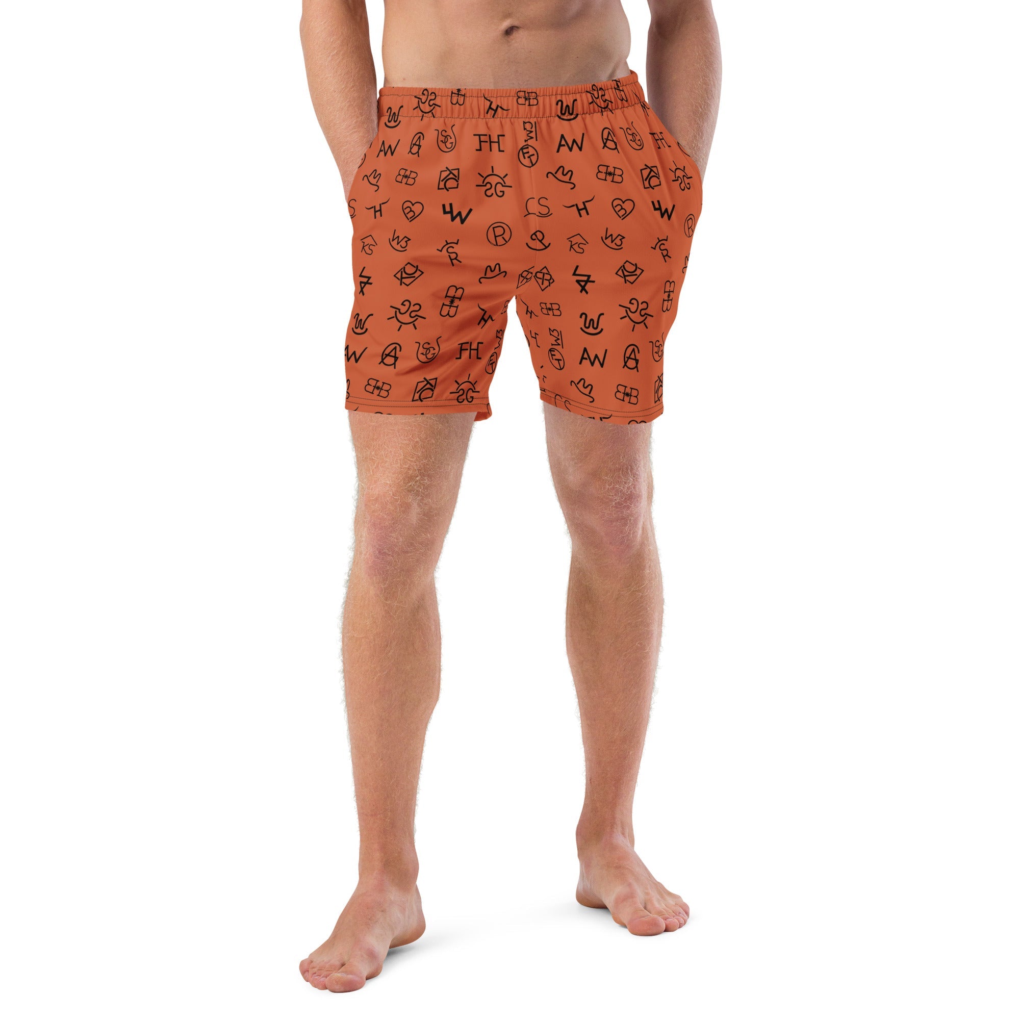 Baha Ranch Yeehaw Brown Cattle Brands Men's Swim Trunks by Baha Ranch Western Wear - product image 2