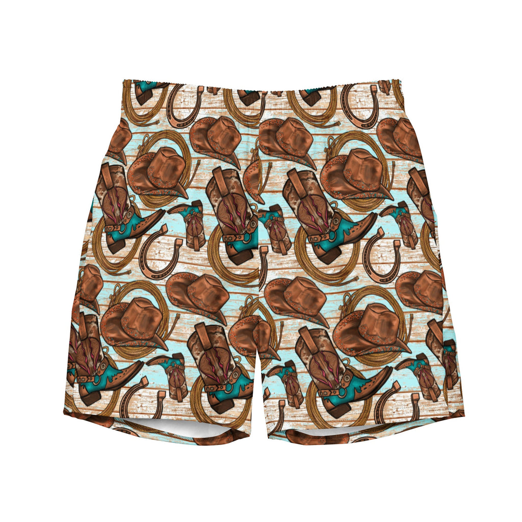 Baha Ranch Yeehaw Cowboy Up Men's Swim Trunks by Baha Ranch Western Wear